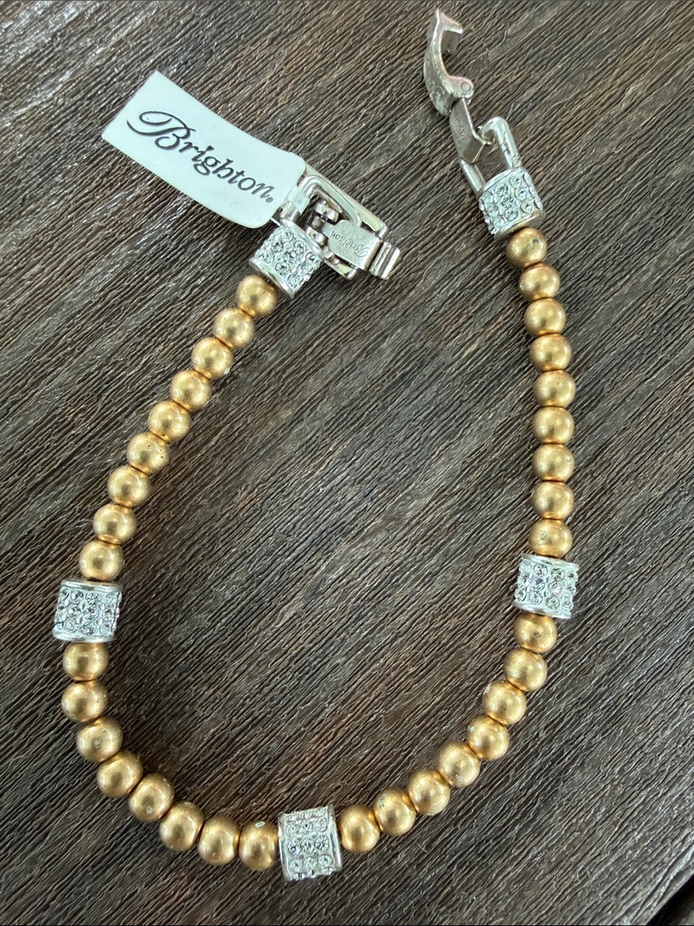 Brighton Gold-Tone Beaded Bracelet with Crystal Rondelles